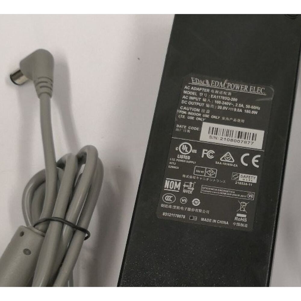 20V 9A (180W) AC Adapter Power Supply. Round Barrel Tip 7mm diameter. Charger PC